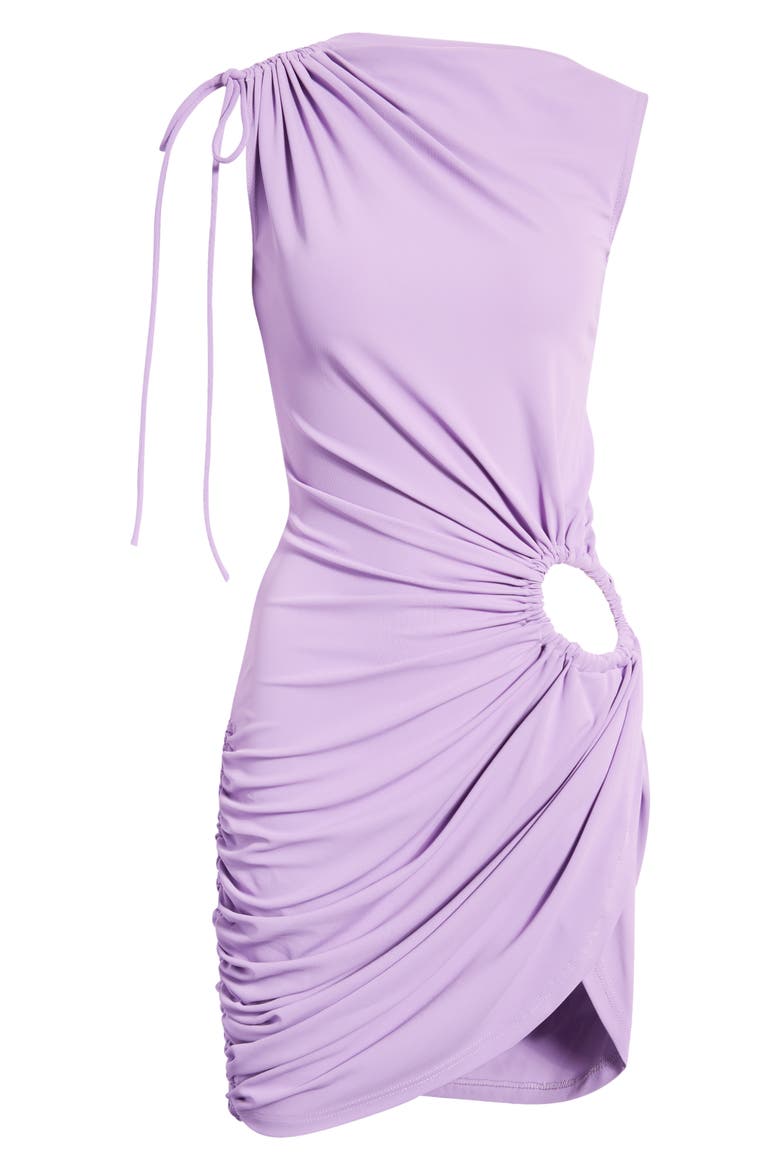 Cutout Gathered Jersey Minidress, Alternate, color, LAVENDER
