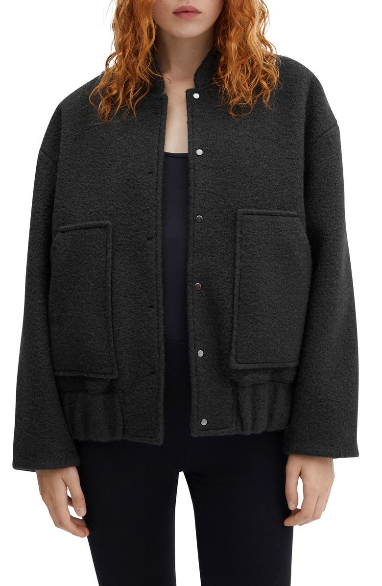 MANGO Oversize Textured Bomber Jacket, Main, color, 