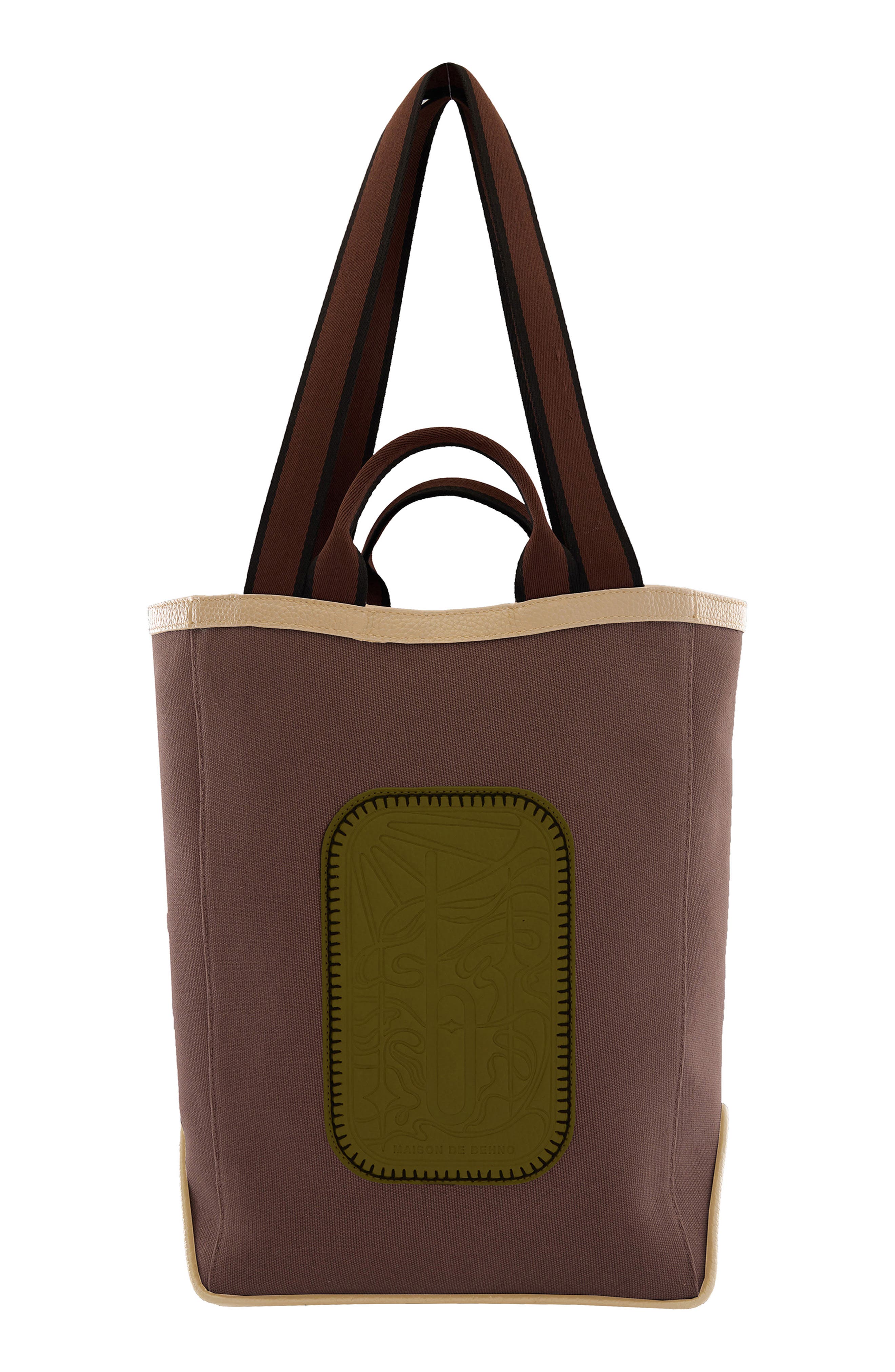 Maison Canvas Tote, Main, color, CACAO/ WOOD