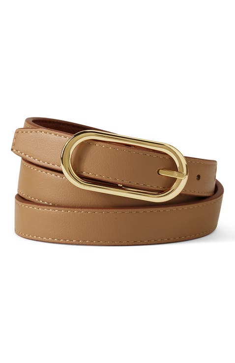 Faux Leather Skinny Reversible Belt