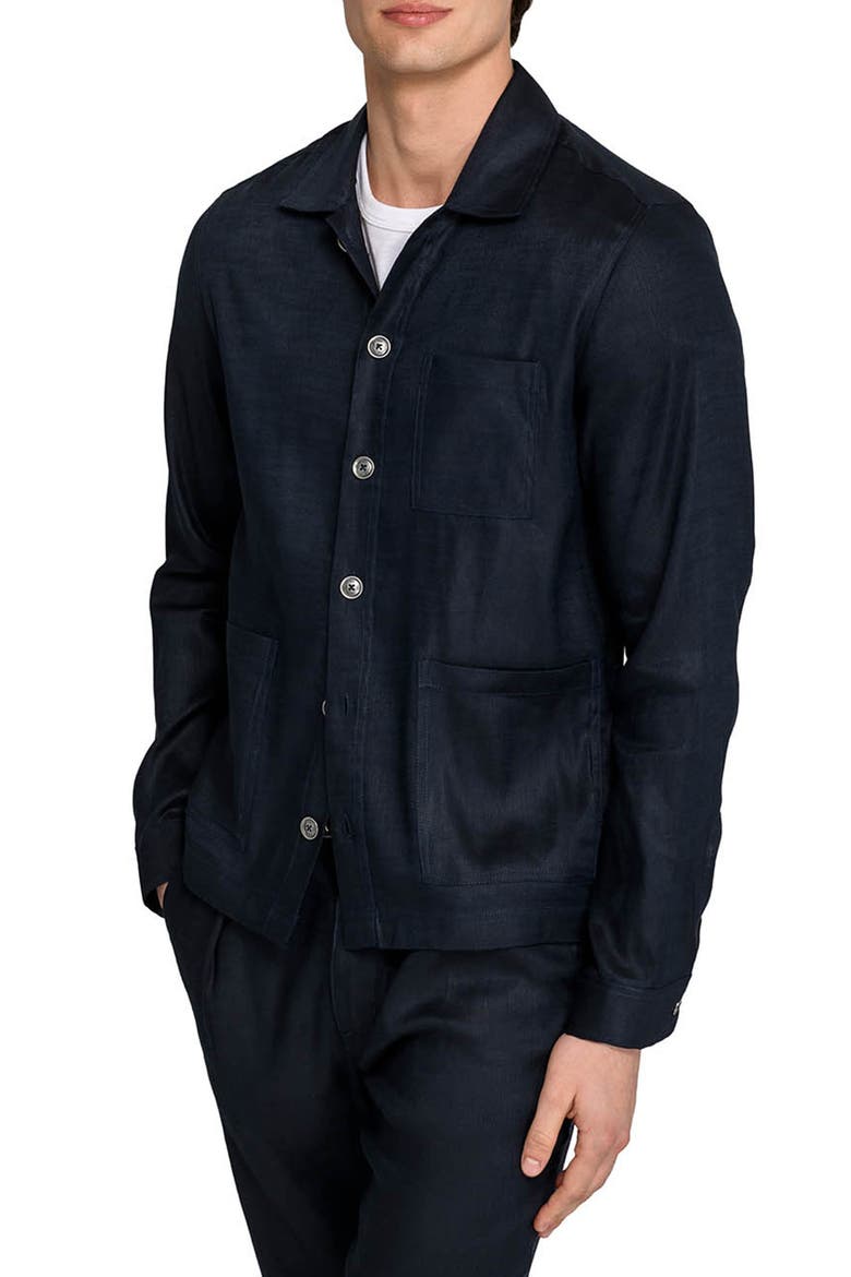 Linen Blend Shirt Jacket, Alternate, color, NAVY