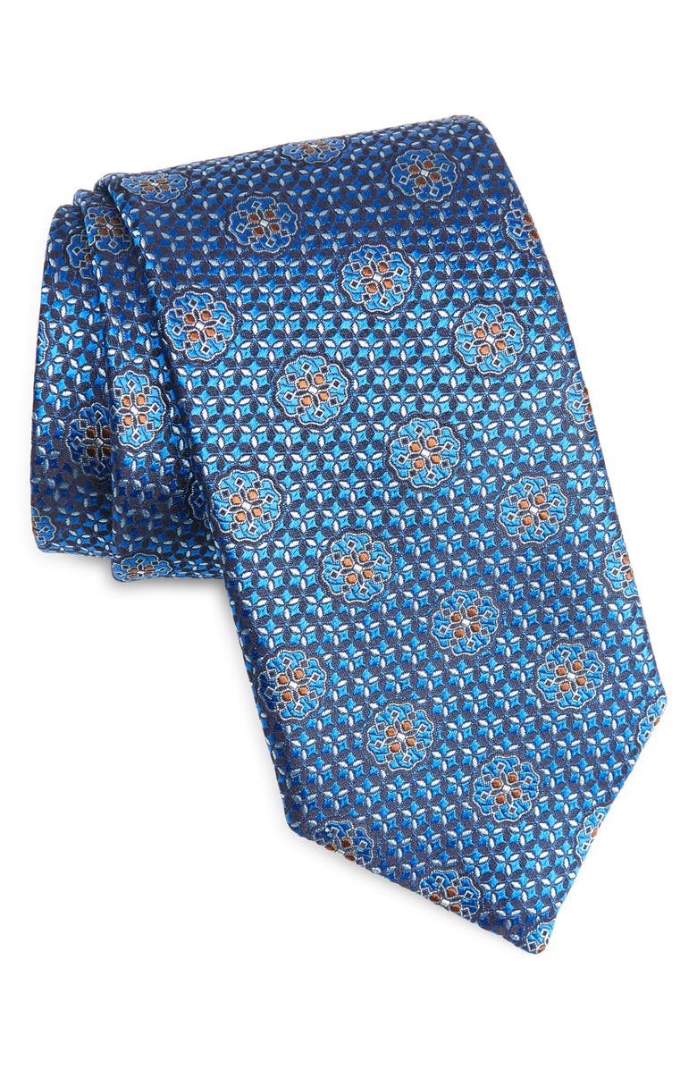 Canali Floral Medallion Silk Tie, Main, color, 