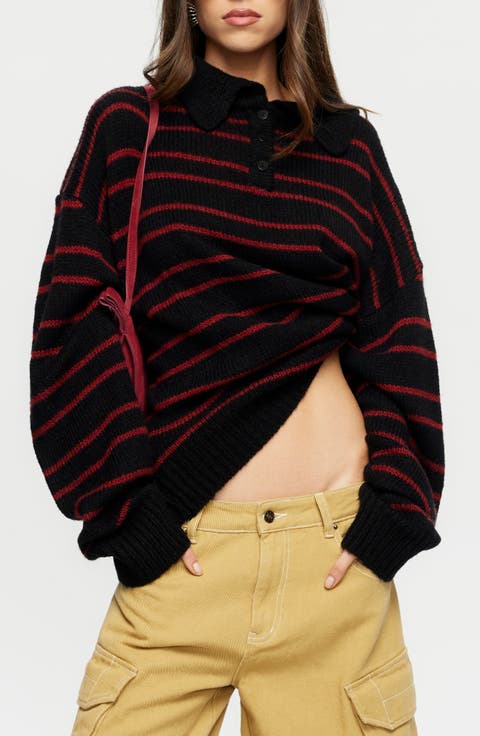 Rising Sun Stripe Polo Sweater