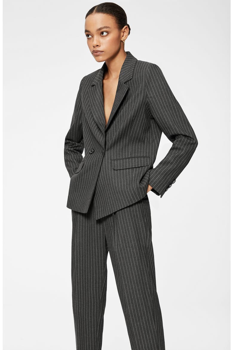 Becky Boxy Blazer, Alternate, color, CHARCOAL PINSTRIPE