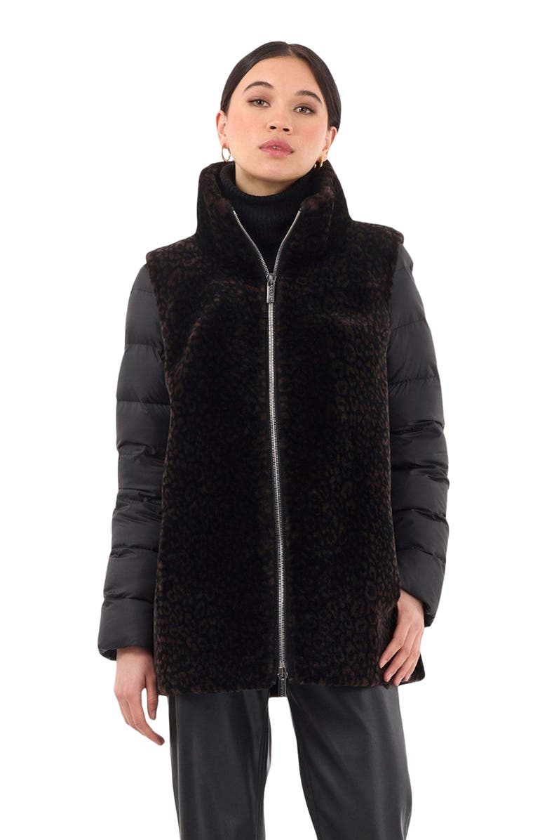 GORSKI Shearling Lamb Jacket, Detachable Sleeves, Alternate, color, Black/Brown Lprd