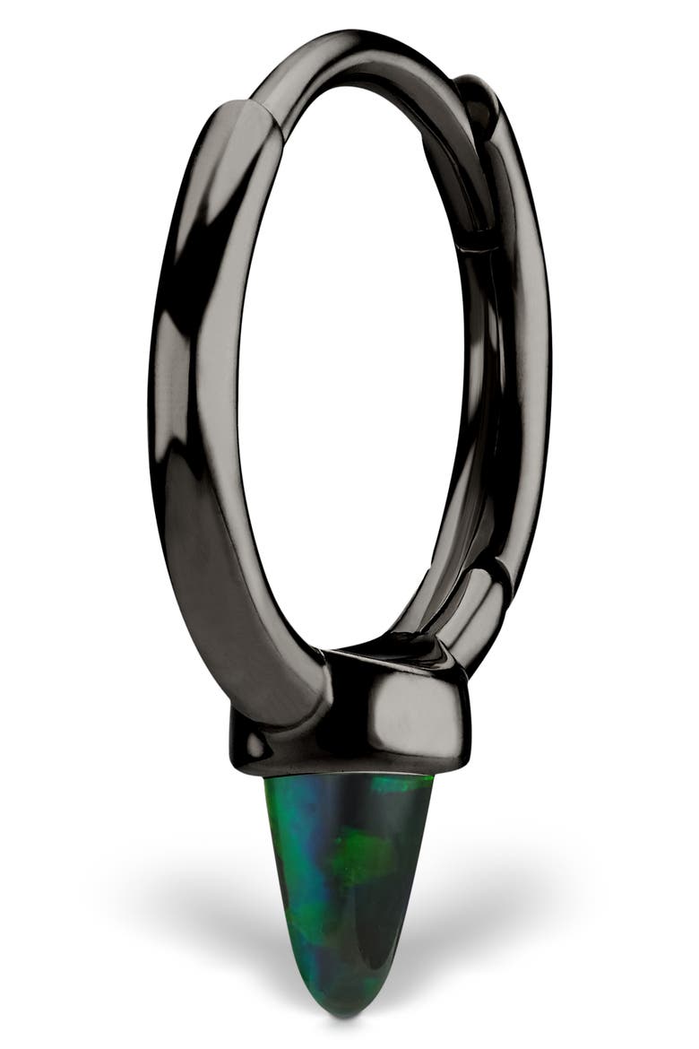 9.5mm Black Opal Spike Clicker Ring, Main, color, BLACK GOLD