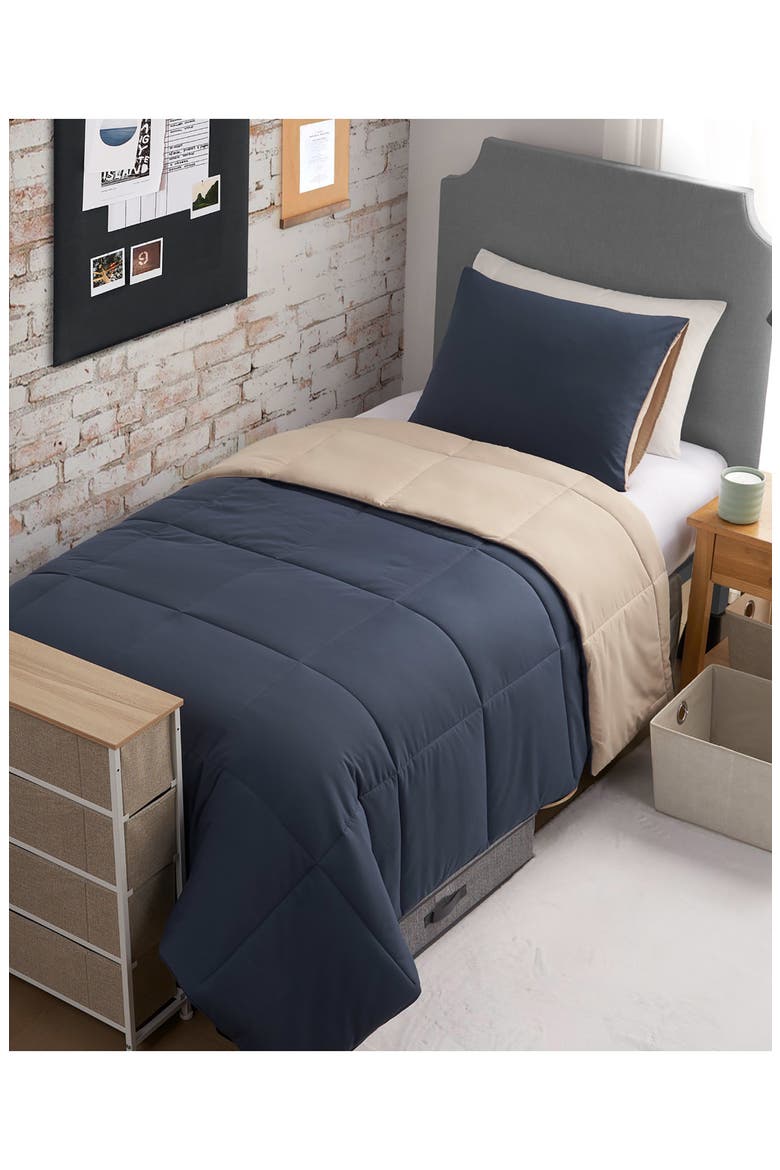Reversible Comforter Set, Alternate, color, BLUE/ TAN