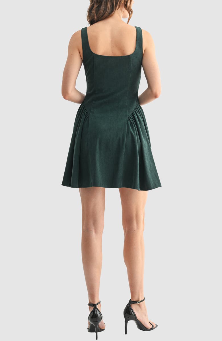Lush Corduroy Button Flare Minidress, Alternate, color, Hunter Green