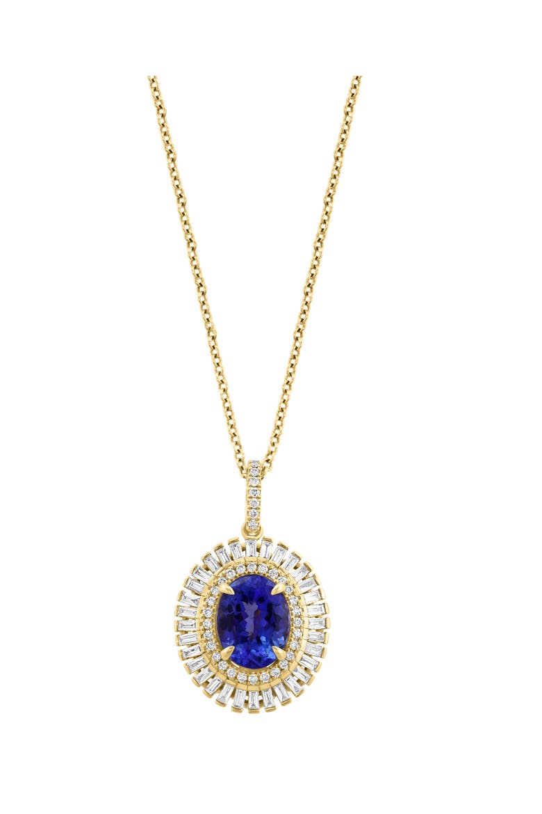 Tanzanite & Diamond Pendant Necklace in 14K Yellow Gold, Main, color, Purple