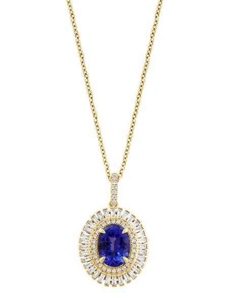 Tanzanite & Diamond Pendant Necklace in 14K Yellow Gold