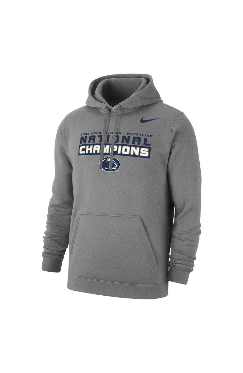 Nike Men's Nike Gray Penn State Nittany Lions 2025 NCAA Wrestling National Champions Club Fleece Pullover Hoodie, Alternate, color, 