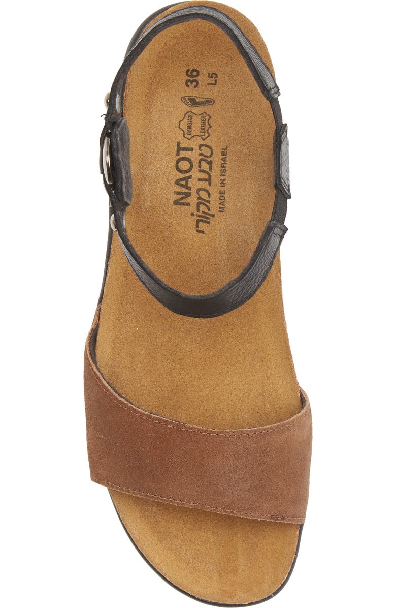 Naot Sabrina Sandal, Alternate, color, Brown Suede/ Black Leather