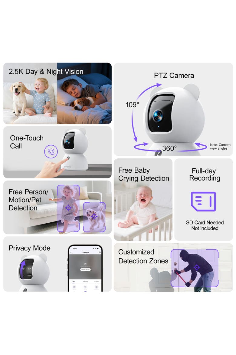Indoor WiFi Camera, Alternate, color, White