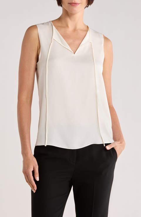 Split Neck Silk Shell