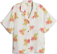 Rip Curl Cabana Floral Linen Blend Camp Shirt