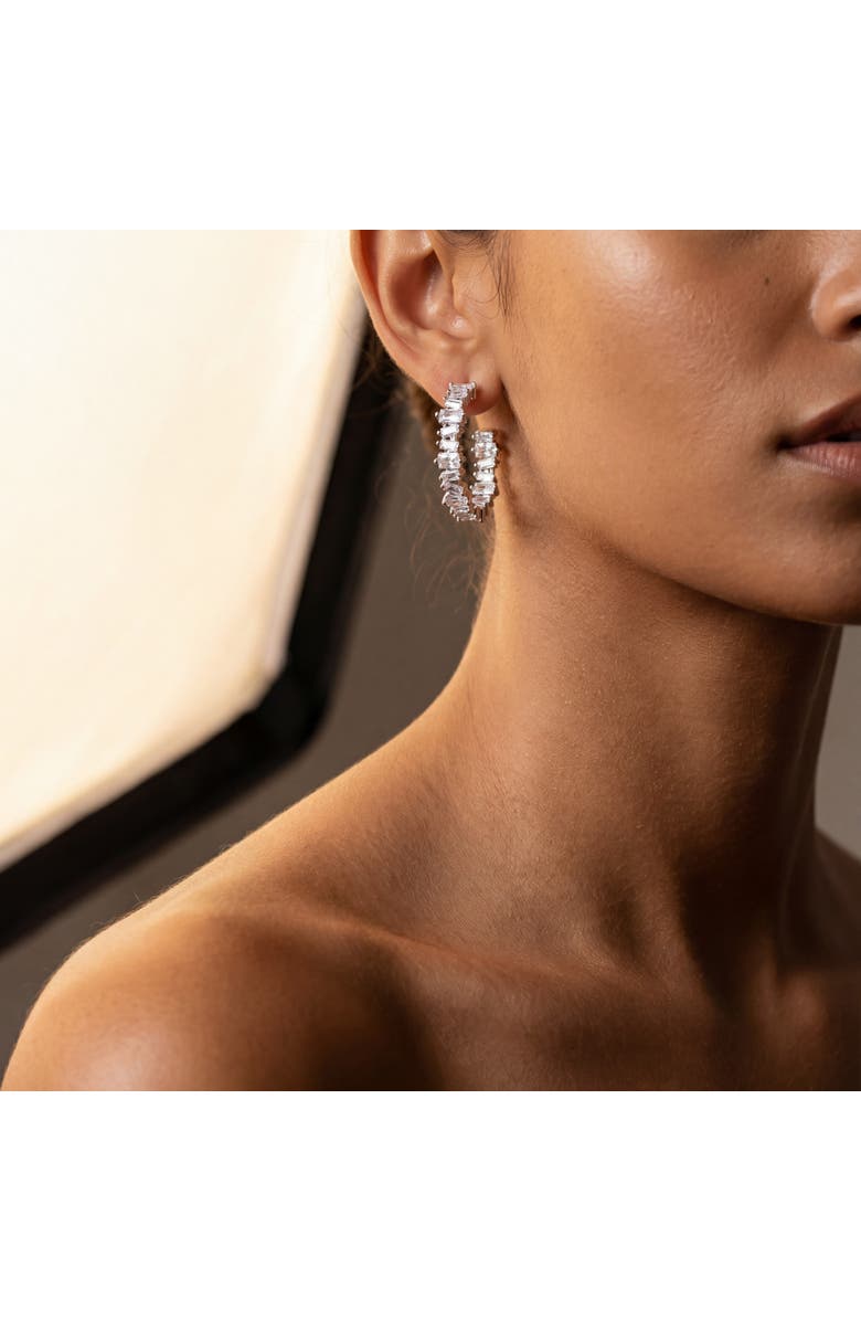 Ora Ana The Clarity Hoop Earrings, Alternate, color, Silver/White Cz