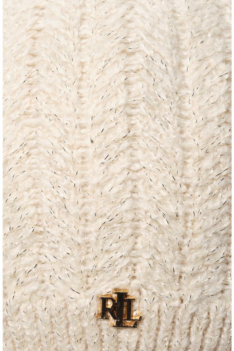 Metallic Herringbone Knit Beret, Alternate, color, Cream/Champagne