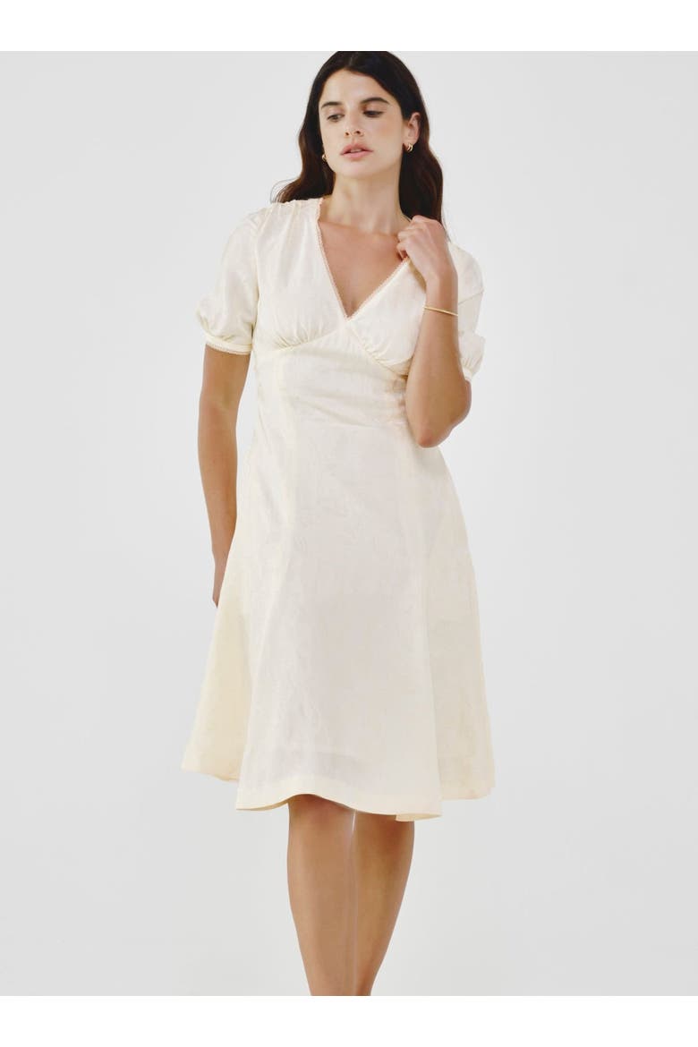 Floral Jacquard Midi Dress, Alternate, color, Off-white