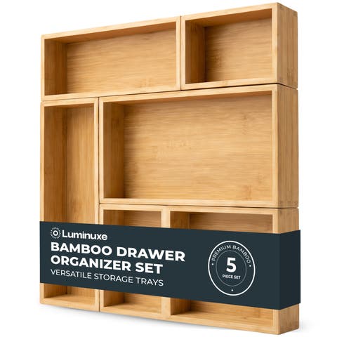 Wooden Non‑Slip Versatile Drawer Organizer Set 5‑Piece
