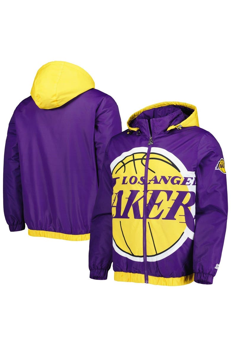 Men's Starter Purple Los Angeles Lakers The Triple Double Full-Zip Hoodie Jacket, Main, color, Purple