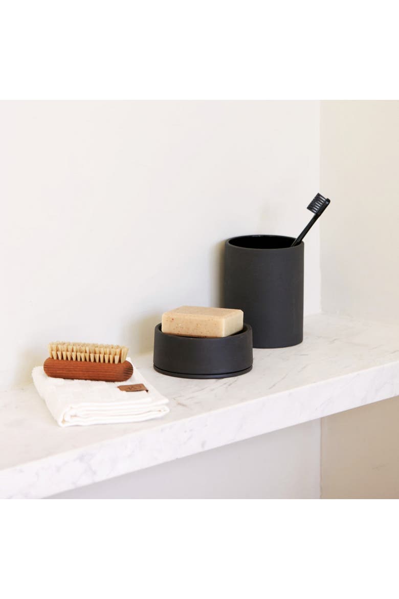 Sabia Toothbrush Holder Reusable Tumbler Vanity Bathroom Accessories, 8.5cm x 10.5cm, Alternate, color, Black