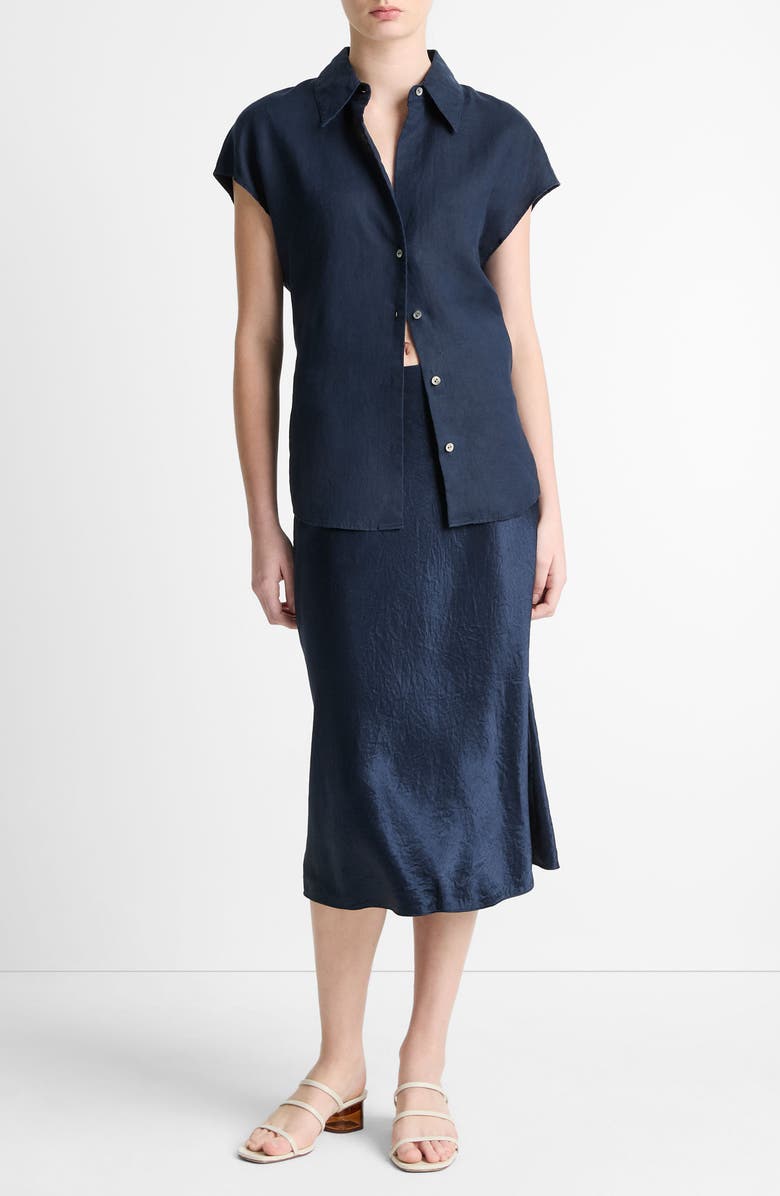 Vince Dolman Sleeve Linen Shirt, Alternate, color, Coastal Blue