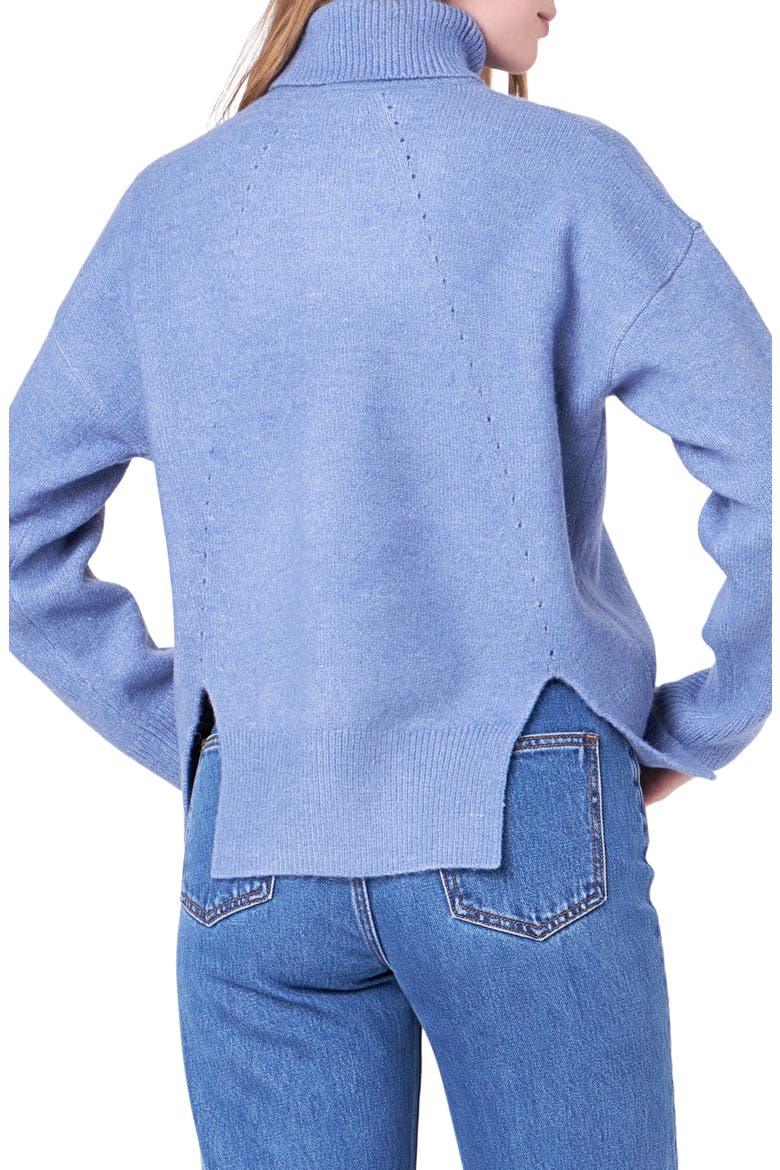 Notch Hem Turtleneck Sweater, Alternate, color, BLUE