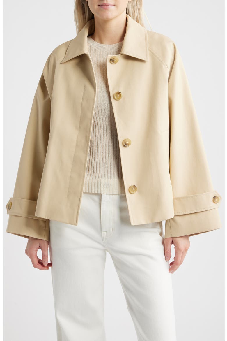 Cuba Oversize Short Cotton Trench Coat, Alternate, color, BEIGE