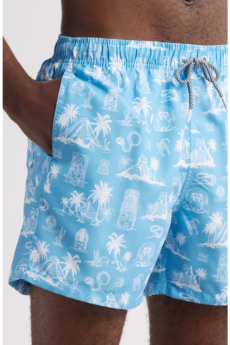 Printed Swim Trunks, Alternate, color, BLUE