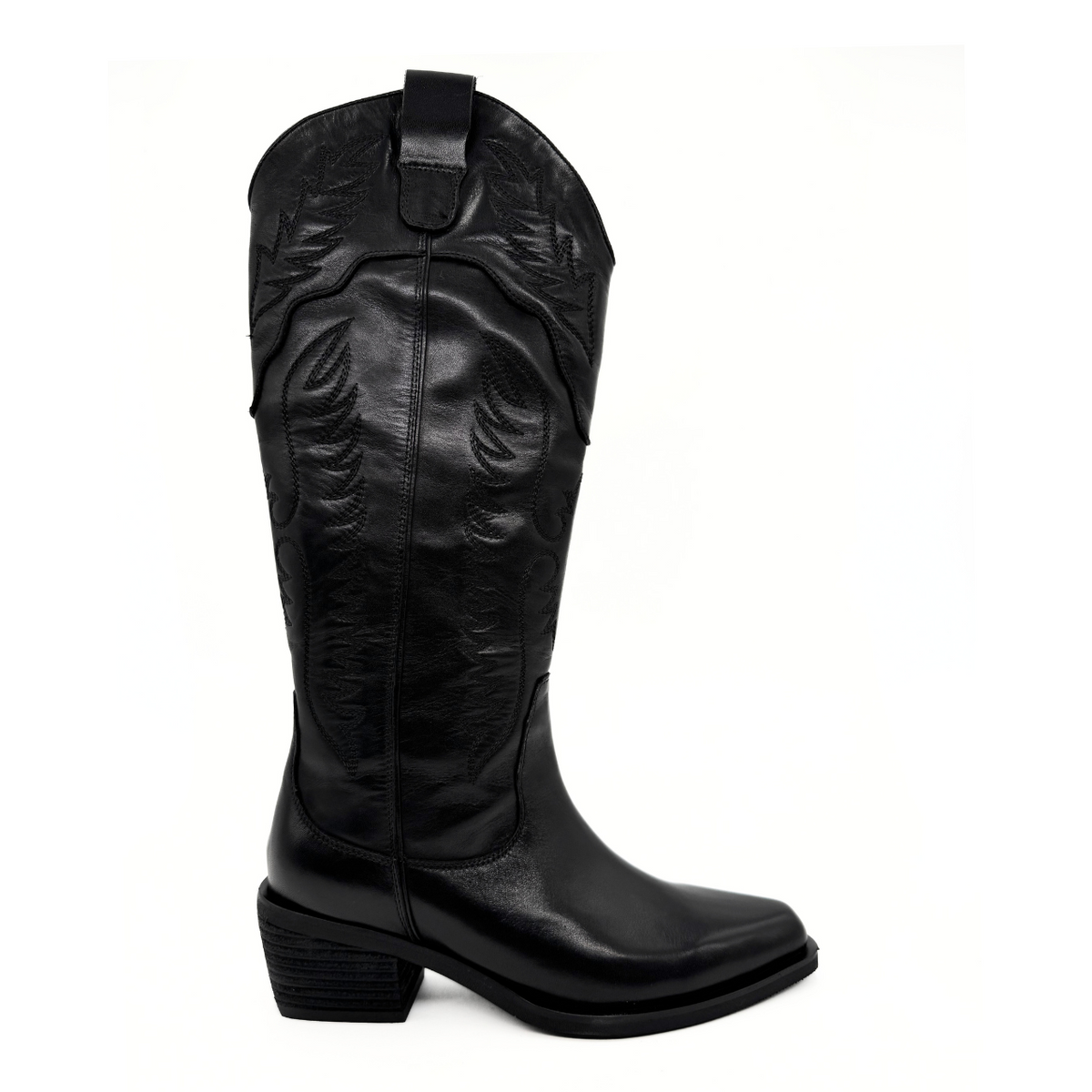 Montana Leather Western Boots, Main, color, Black