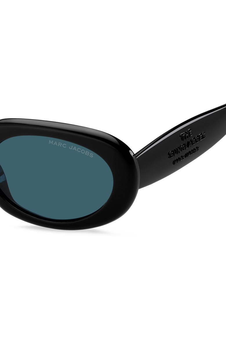 Marc Jacobs 53mm Oval Sunglasses, Alternate, color, Black/ Blue