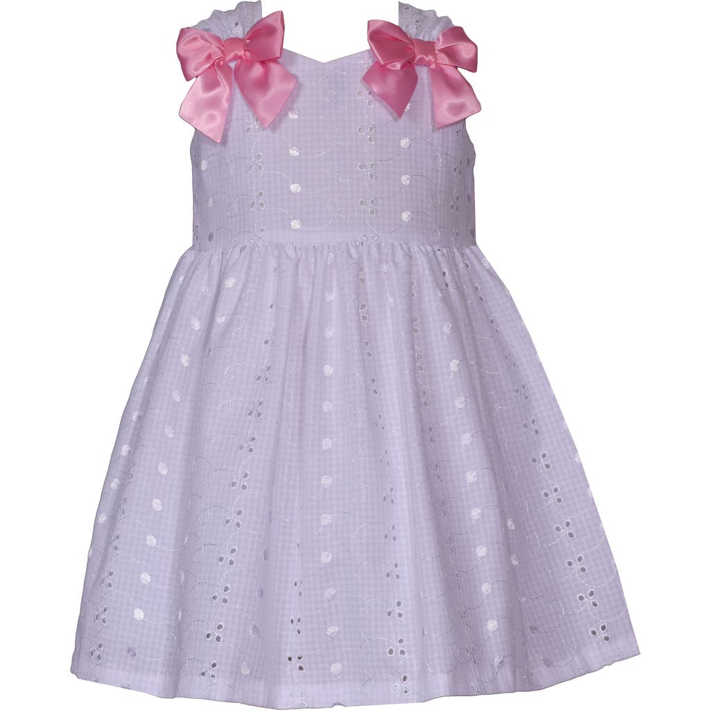 Iris & Ivy Kids' Eyelet Bow Shoulder Dress In White