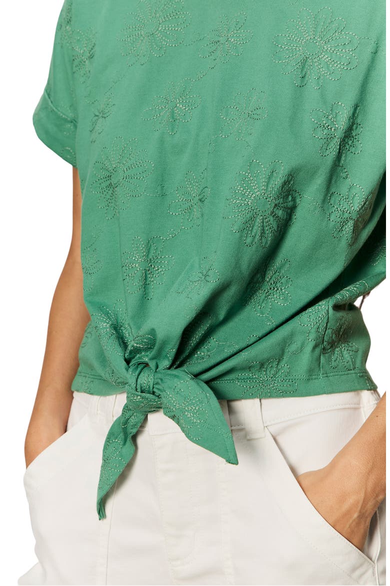 All Day Embroidered Tie Hem T-Shirt, Alternate, color, GREEN JUICE/ EMBROIDERY