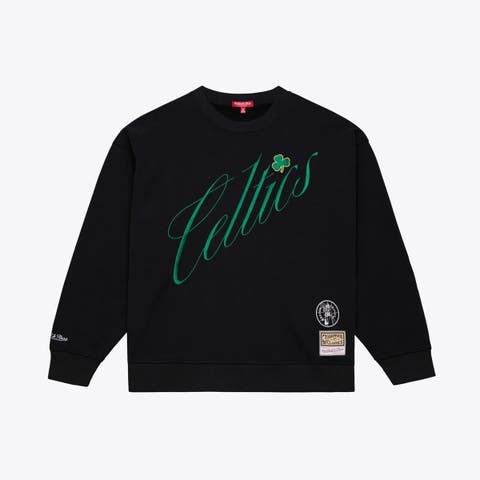 Women's Mitchell & Ness  Black Boston Celtics Hardwood Classics Script Lightweight Sweatshirt