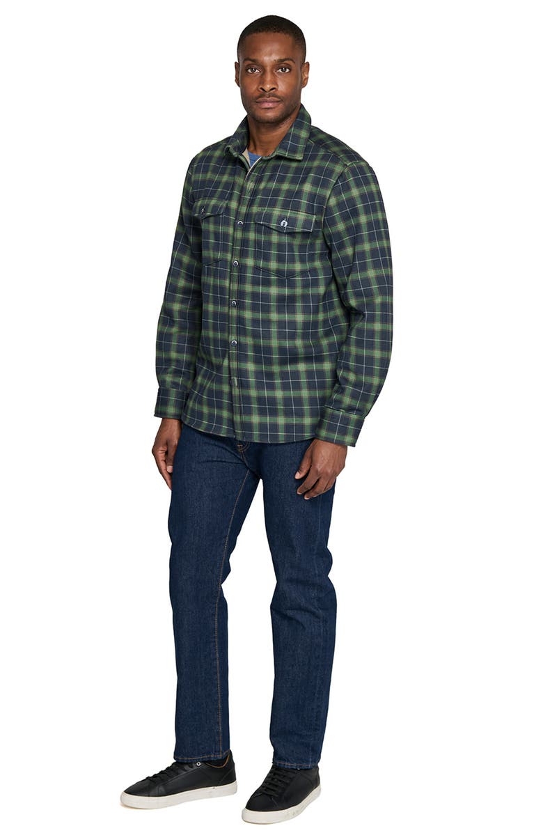 CONSTRUCT Plaid Shirt Jacket, Alternate, color, Navy/Green