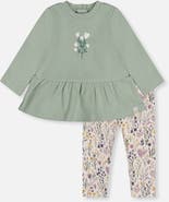 Deux par Deux Organic Cotton Heart Peplum Tunic and Legging Set