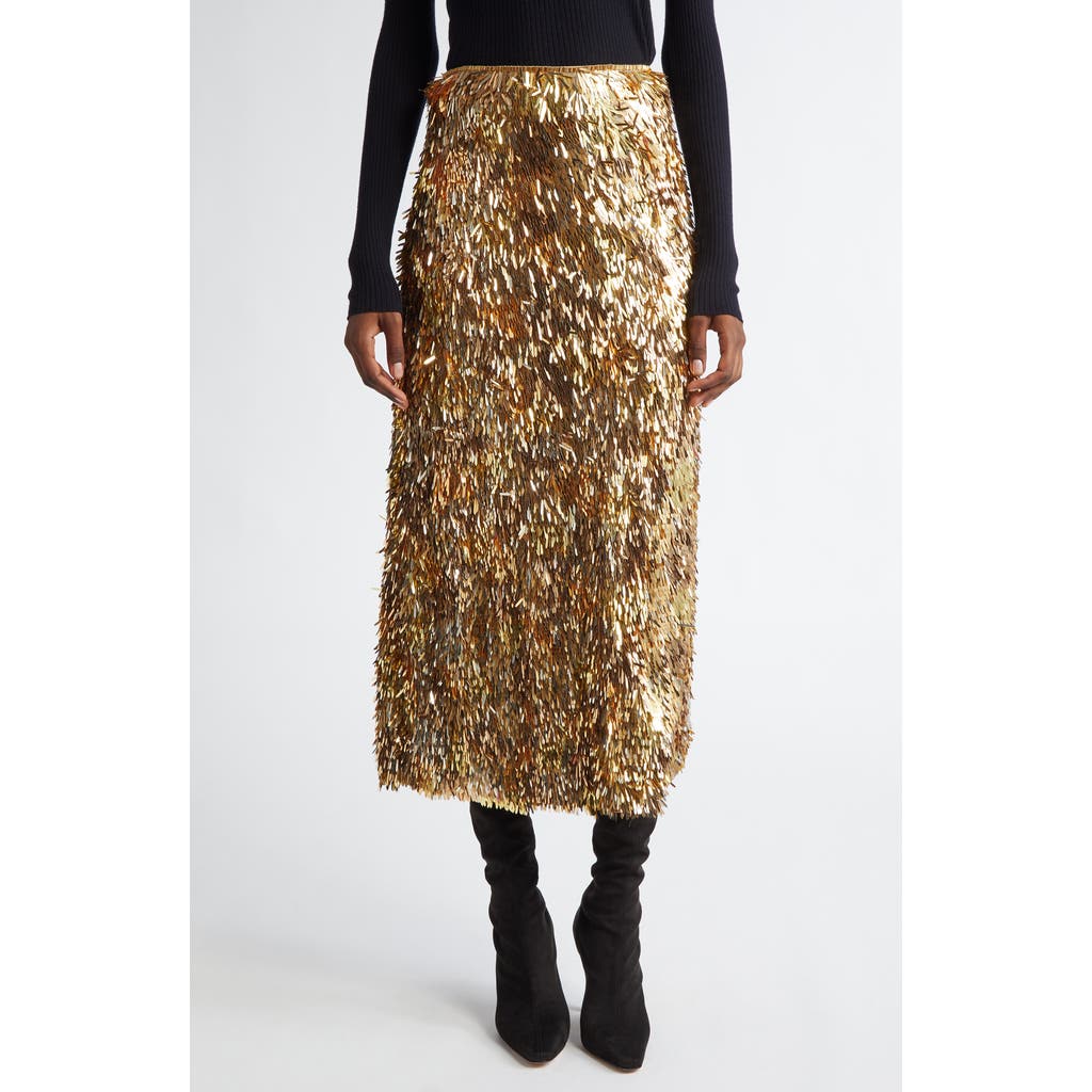 Ulla Johnson Casini Sequin Silk Skirt In Gilt