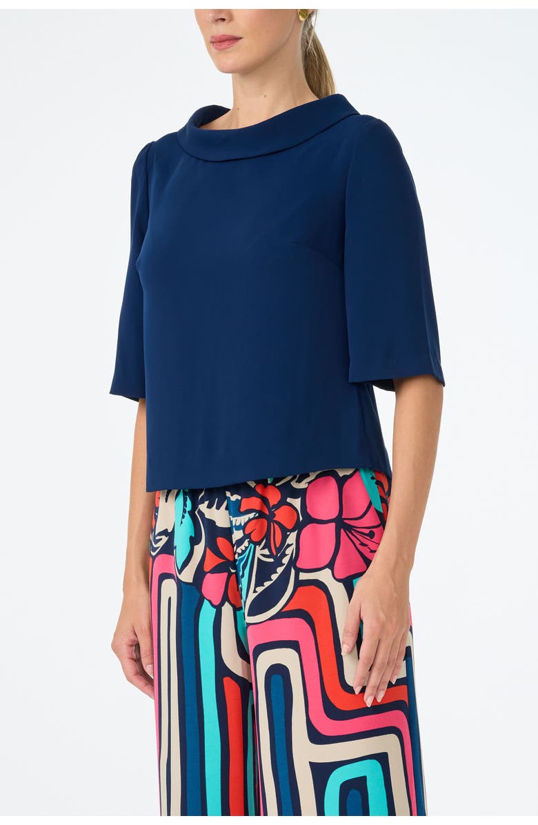 Trina Turk Kailee Folded Neckline Top, Alternate, color, Ink