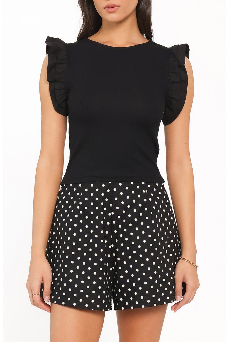 Kathleen Ruffle Sleeve Knit Top, Main, color, BLACK