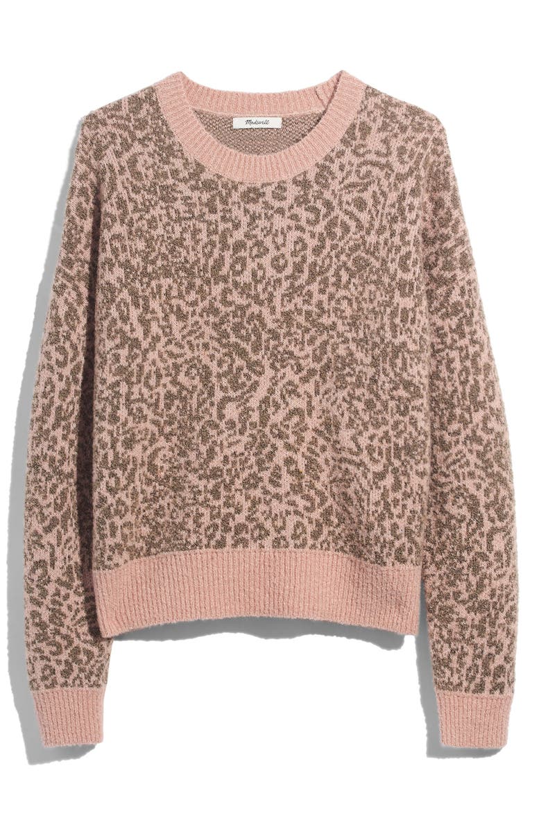 Madewell Leopard Print Shrunken Pullover Sweater, Alternate, color, 