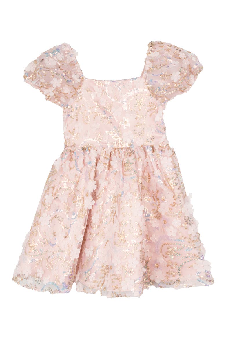 3D Flower Sequin Dress, Main, color, BLUSH