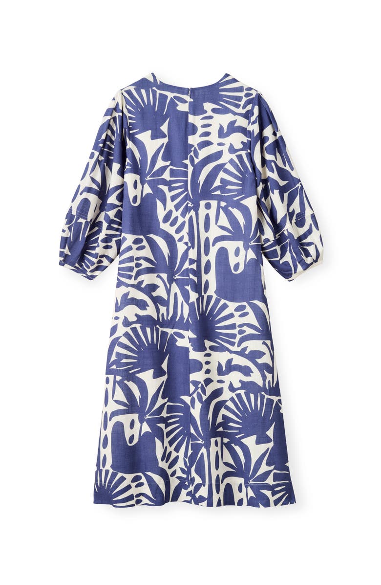 Cartolina Dover Midi Linen Dress, Alternate, color, Coastal Indigo