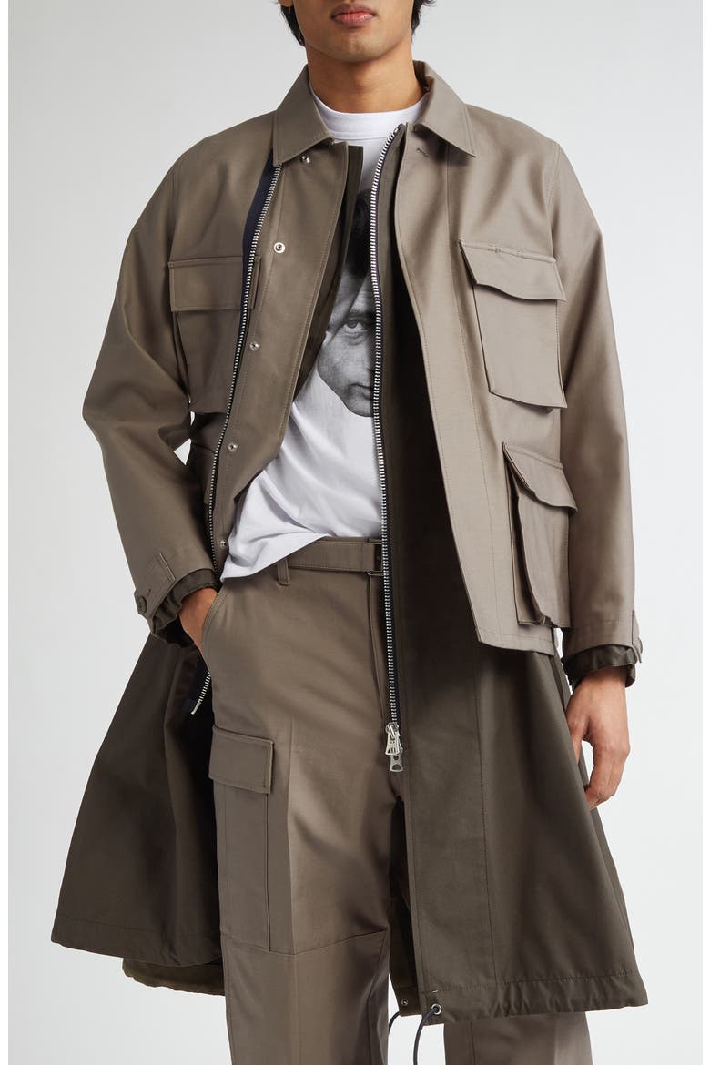 ジャケット・アウター WTAPS HIDE COAT COPO TWILL x WTAPS® Layered Mixed Media Coat (Men) | Nordstrom