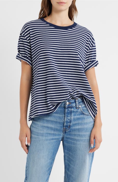 Perry Stripe Cotton Crewneck T-Shirt