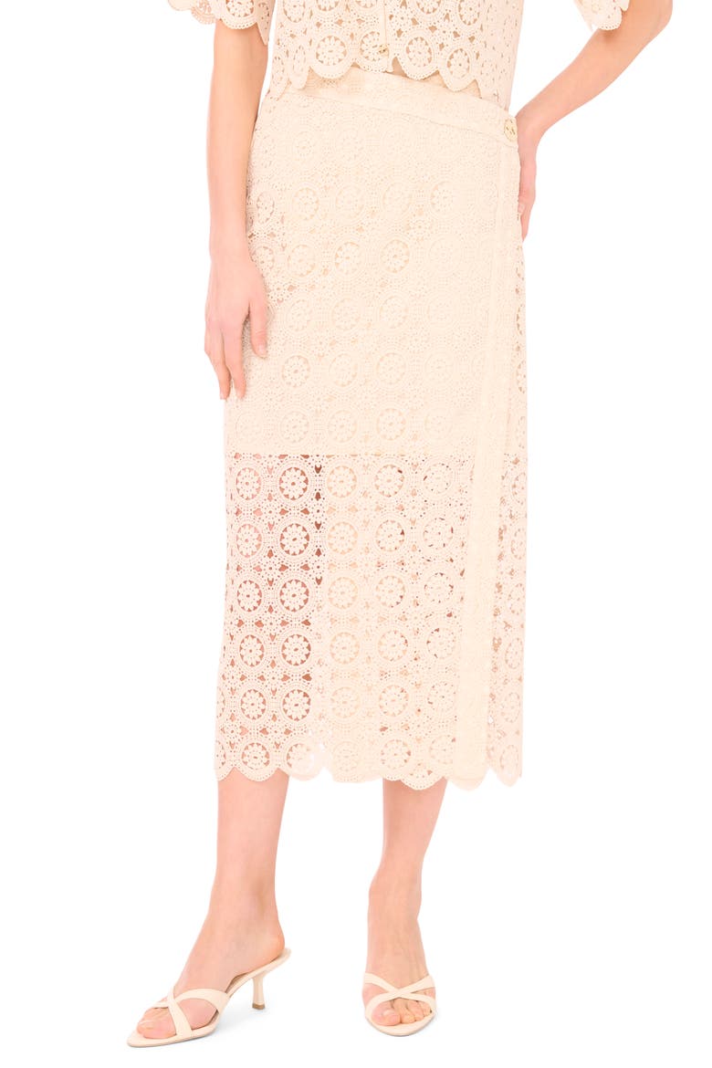 Eyelet Lace Midi Skirt, Main, color, EGGNOG