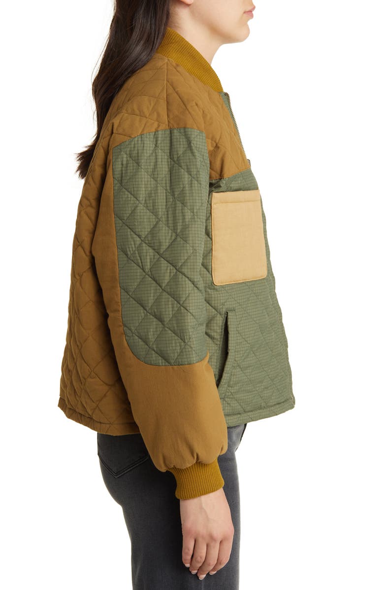 THE GREAT. Reversible Multicolor Quilted Down Jacket, Alternate, color, 