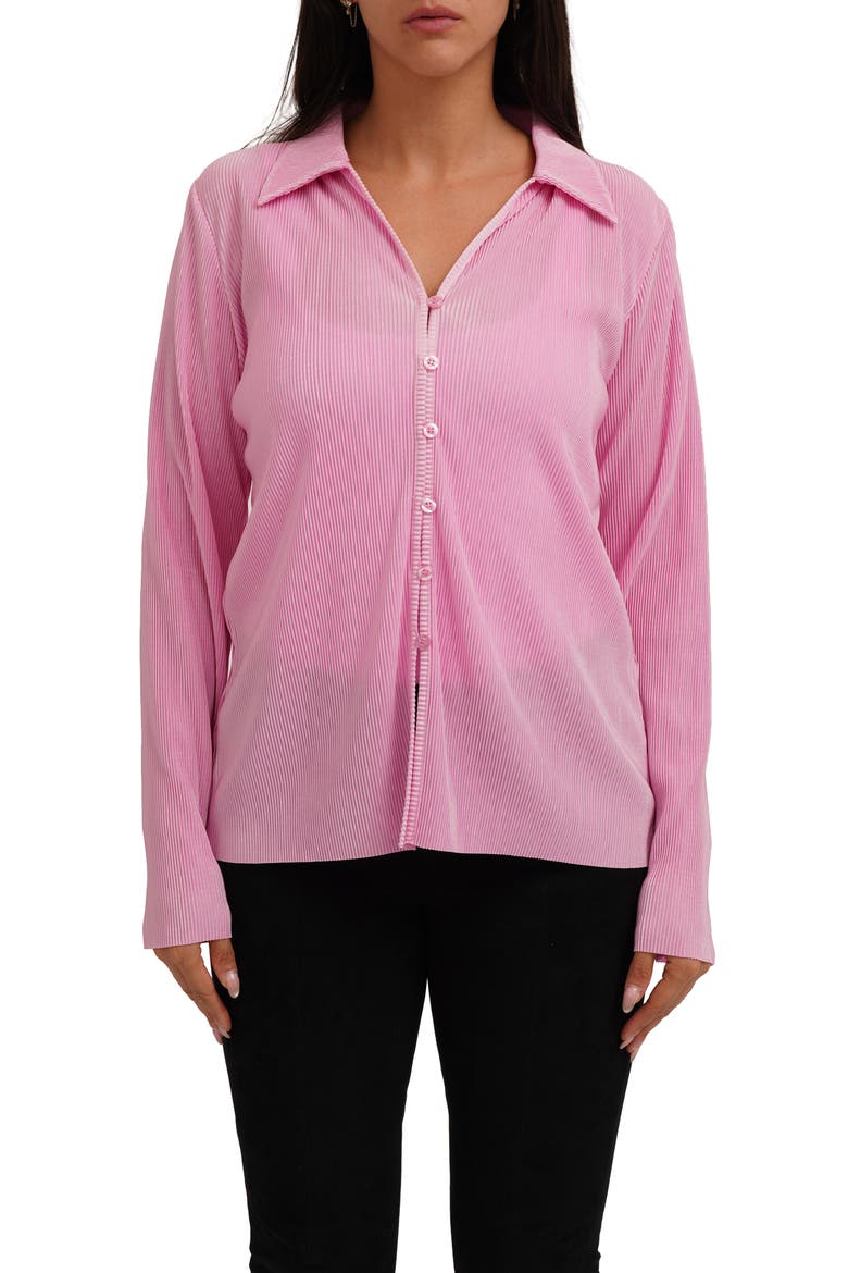 Rib Button-Up Shirt, Main, color, BON BON