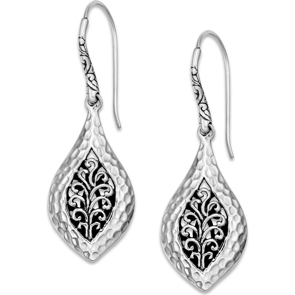 Samuel B. Sterling Silver Filigree Hammered Marquise Drop Earrings In Silver