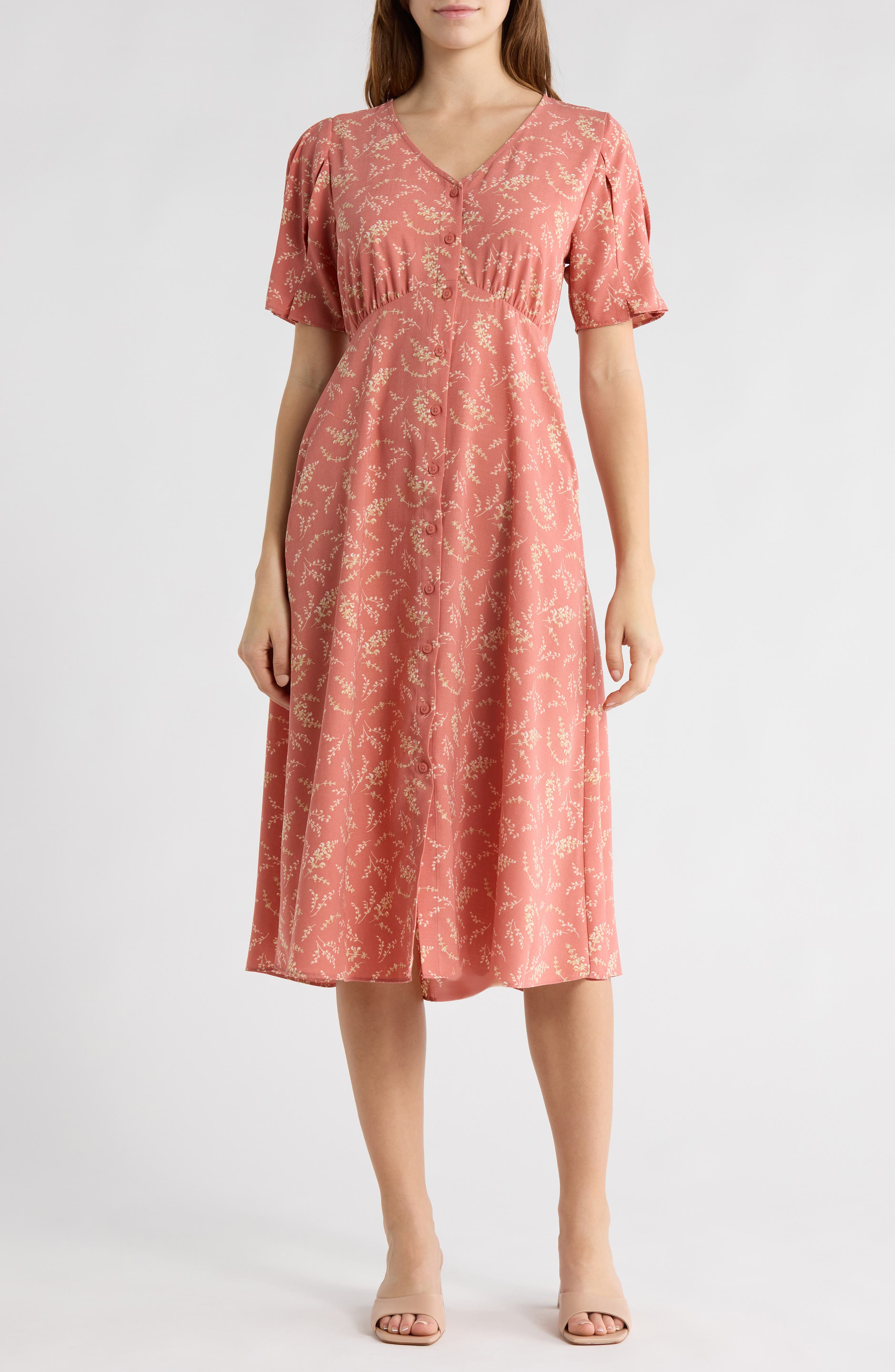 Melrose and Market Short Sleeve Button Front Dress