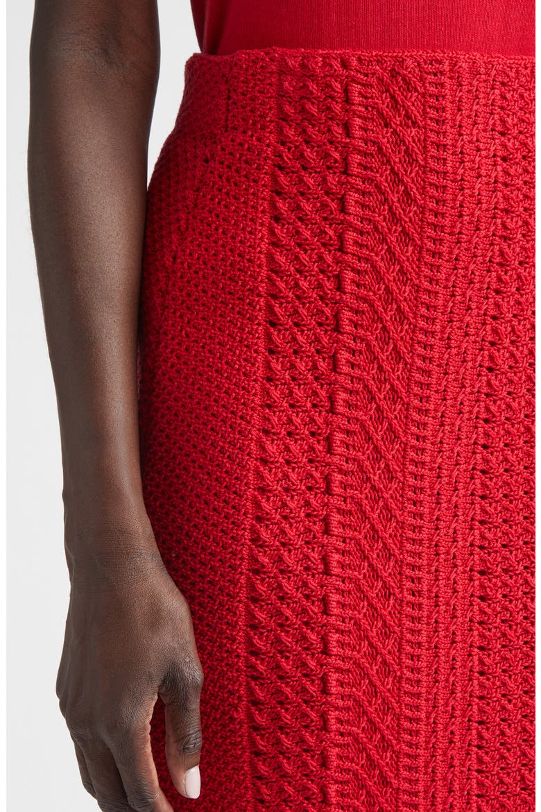 Cotton Blend Mixed Stitch Sweater Skirt, Alternate, color, SCARLET
